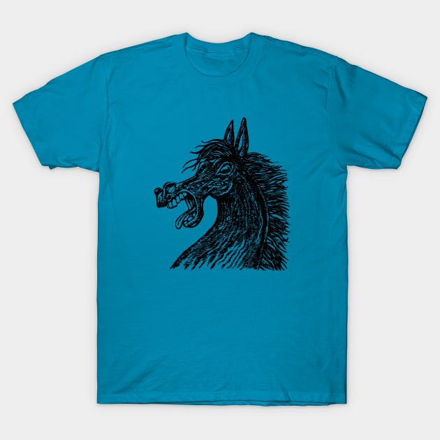 black head of a frightened horse T-Shirt by duxpavlic